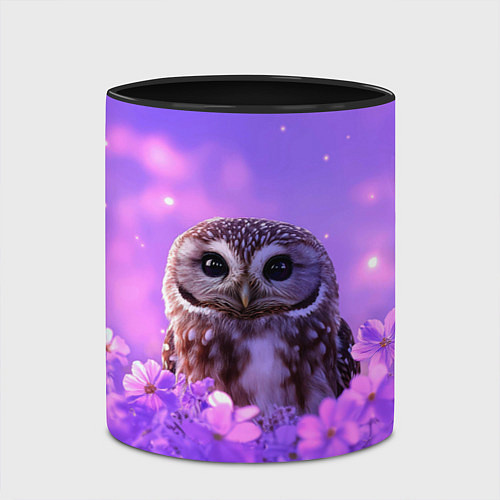 Кружка цветная Сова в фиолетовых цветах / 3D-Белый + черный – фото 2