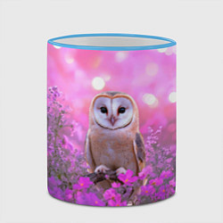 Кружка 3D Сова на блестящем фоне, цвет: 3D-небесно-голубой кант — фото 2