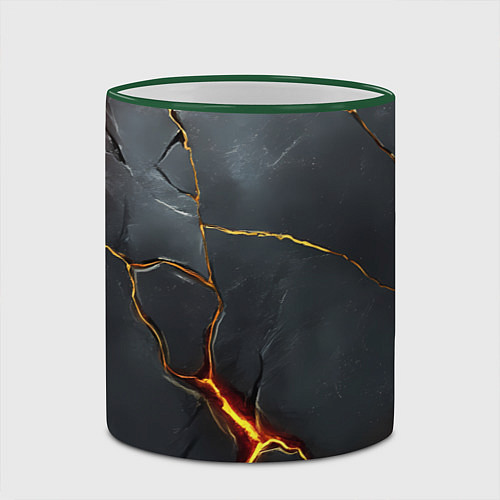 Кружка цветная Серая текстура с золотым изломом / 3D-Зеленый кант – фото 2