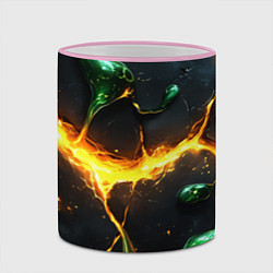 Кружка 3D Разлом текстуры с зеленой слизью, цвет: 3D-розовый кант — фото 2