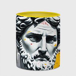 Кружка 3D Античный портрет и краска, цвет: 3D-белый + желтый — фото 2