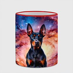 Кружка 3D Доберман в космосе, цвет: 3D-красный кант — фото 2
