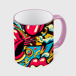Кружка 3D Rolling Stones logo - pop art pattern, цвет: 3D-розовый кант