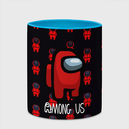 Кружка цветная Игра в кальмара x амонг ас / 3D-Белый + небесно-голубой – фото 2
