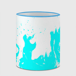 Кружка 3D Голубой огонь текстура, цвет: 3D-небесно-голубой кант — фото 2