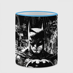 Кружка 3D Бэтмен черно-белый стиль, цвет: 3D-небесно-голубой кант — фото 2
