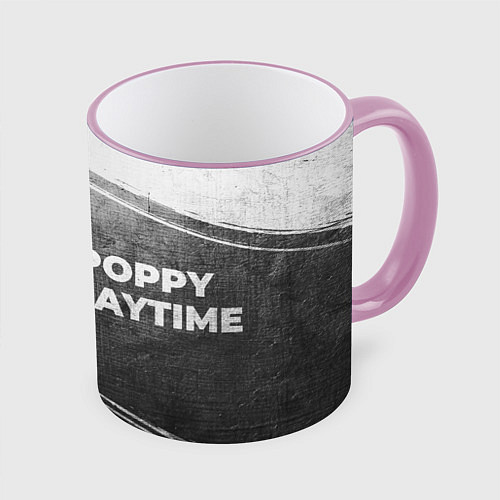 Кружка цветная Poppy Playtime - grey gradient по-горизонтали / 3D-Розовый кант – фото 1