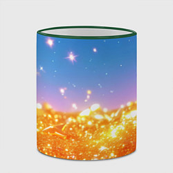 Кружка 3D Золотые шарики на голубом фоне, цвет: 3D-зеленый кант — фото 2