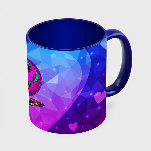 Кружка цветная Кактус в виде инопланетянина / 3D-Белый + синий – фото 1