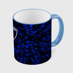 Кружка 3D Lamborghini blue energy, цвет: 3D-небесно-голубой кант