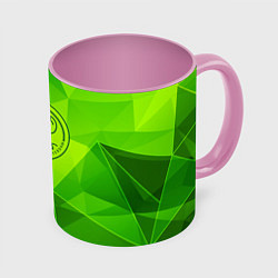 Кружка 3D Ajax green poly, цвет: 3D-белый + розовый