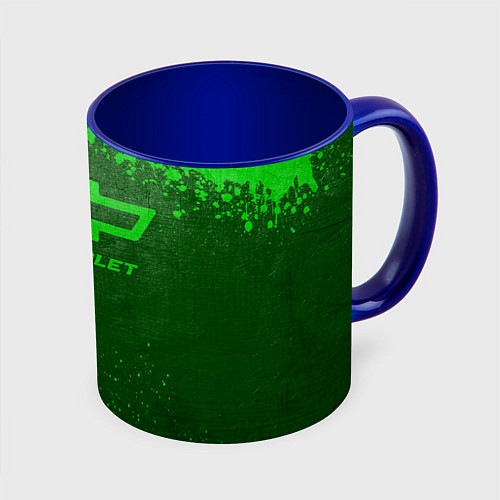 Кружка цветная Chevrolet - green gradient / 3D-Белый + синий – фото 1