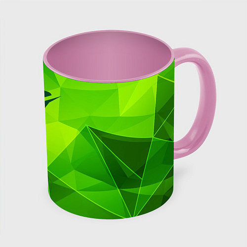 Кружка цветная Need for Speed green poly / 3D-Белый + розовый – фото 1