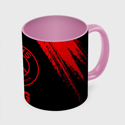 Кружка цветная PSG - red gradient / 3D-Белый + розовый – фото 1