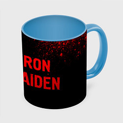 Кружка 3D Iron Maiden - red gradient по-горизонтали, цвет: 3D-белый + небесно-голубой