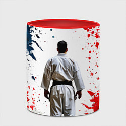 Кружка 3D Борец айкидо на белом, цвет: 3D-белый + красный — фото 2