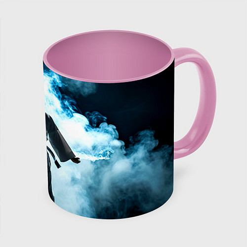 Кружка цветная Айкидоист в дыму / 3D-Белый + розовый – фото 1