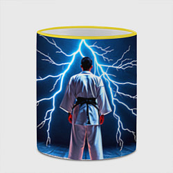 Кружка 3D Айкидоист и молния, цвет: 3D-желтый кант — фото 2