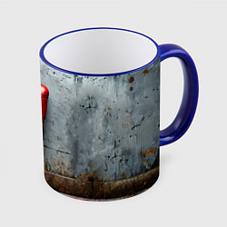 Кружка 3D Кикбоксеркие перчатки на сером, цвет: 3D-синий кант