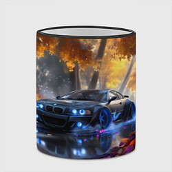 Кружка 3D BMW синие неоновые фары, цвет: 3D-черный кант — фото 2