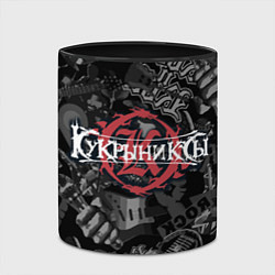 Кружка 3D Кукрыниксы логотип на фоне гитар, цвет: 3D-белый + черный — фото 2