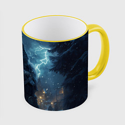 Кружка 3D Волк в доспехах, цвет: 3D-желтый кант