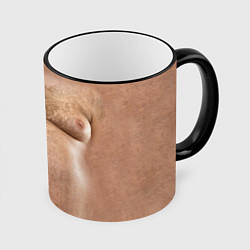 Кружка 3D Волосатое тело толстяка, цвет: 3D-черный кант