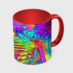 Кружка 3D Черепа неоновые краски, цвет: 3D-белый + красный