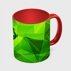 Кружка 3D Tomodachi Game green poly, цвет: 3D-белый + красный