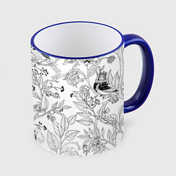 Кружка 3D Птицы Сирин, цвет: 3D-синий кант