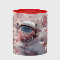 Кружка 3D Космонавт в весенних листьях, цвет: 3D-белый + красный — фото 2