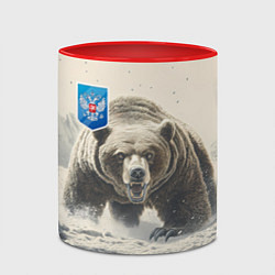 Кружка 3D Бурый медведь и герб РФ, цвет: 3D-белый + красный — фото 2