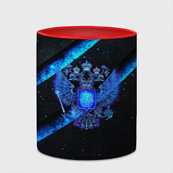 Кружка 3D Синий неоновый герб России, цвет: 3D-белый + красный — фото 2