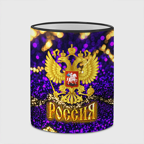 Кружка цветная Россия - фиолетовая текстура / 3D-Черный кант – фото 2