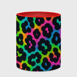 Кружка 3D Леопардовый узор на разноцветном фоне, цвет: 3D-белый + красный — фото 2