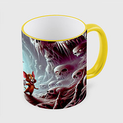 Кружка 3D Том и Джерри в пещере ужасов - хэллоуин, цвет: 3D-желтый кант