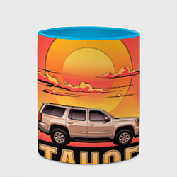 Кружка 3D Tahoe на закате джип, цвет: 3D-белый + небесно-голубой — фото 2