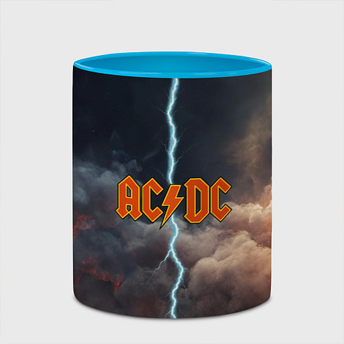 Кружка цветная ACDC логотип группы с молнией / 3D-Белый + небесно-голубой – фото 2