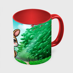 Кружка 3D Зайчик с мятой, цвет: 3D-белый + красный