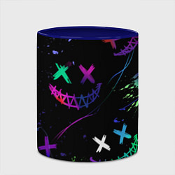 Кружка 3D Неновые краски - лица крипи смайл, цвет: 3D-белый + синий — фото 2