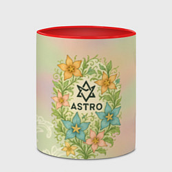 Кружка 3D Astro логотип в цветочках, цвет: 3D-белый + красный — фото 2
