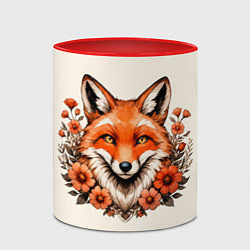 Кружка 3D Japanese fox in flowers, цвет: 3D-белый + красный — фото 2
