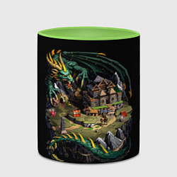 Кружка 3D Зеленый дракон оплота - Герои Меча и Магии 3, цвет: 3D-белый + светло-зеленый — фото 2