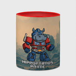 Кружка 3D Гиппоптимус Прайм - бегемот трансформер, цвет: 3D-белый + красный — фото 2