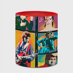 Кружка 3D David Bowie vintage collage, цвет: 3D-белый + красный — фото 2