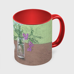 Кружка 3D Птичка на чайнике, цвет: 3D-белый + красный