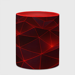 Кружка 3D Красные полигоны с неоном, цвет: 3D-белый + красный — фото 2