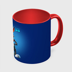 Кружка 3D Cyborg Bugs Bunny with a gun - ai art fantasy, цвет: 3D-белый + красный