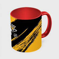 Кружка 3D Питтсбург Пингвинз - брызги краски, цвет: 3D-белый + красный