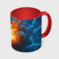 Кружка 3D Взрыв из объемных плит, цвет: 3D-белый + красный